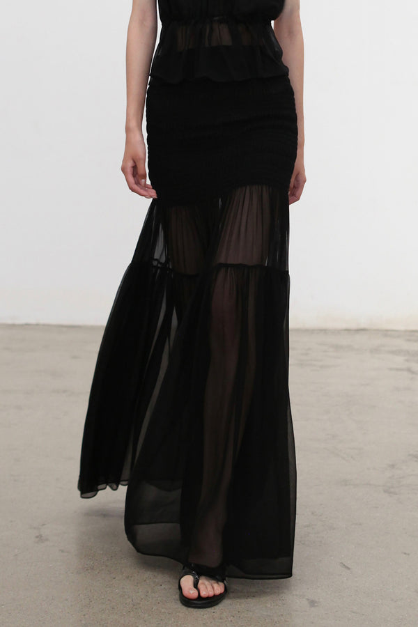OUDE WAAG 25 Autumn and Winter Silk Pleated Skirt OW-OW-25AW-SK21S1BL900-HEI Black